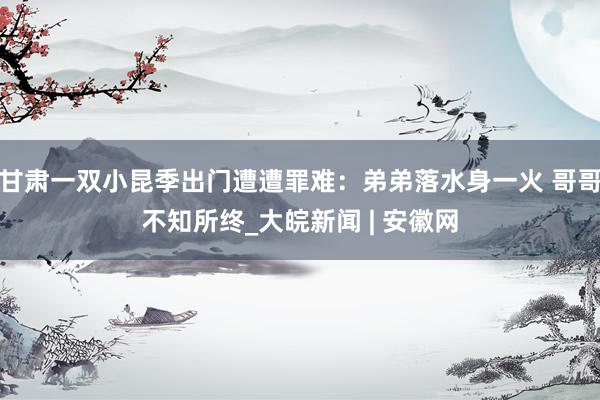 甘肃一双小昆季出门遭遭罪难：弟弟落水身一火 哥哥不知所终_大皖新闻 | 安徽网