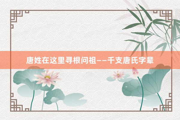 唐姓在这里寻根问祖——千支唐氏字辈