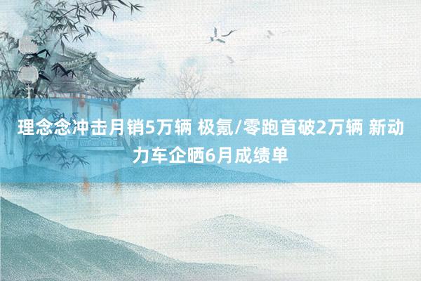 理念念冲击月销5万辆 极氪/零跑首破2万辆 新动力车企晒6月成绩单