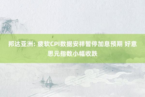 邦达亚洲: 疲软CPI数据安祥暂停加息预期 好意思元指数小幅收跌