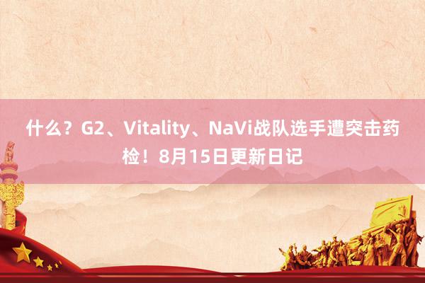 什么？G2、Vitality、NaVi战队选手遭突击药检！8月15日更新日记