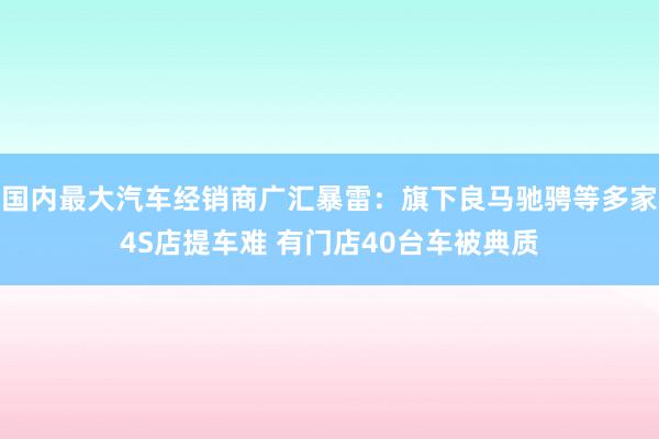 国内最大汽车经销商广汇暴雷：旗下良马驰骋等多家4S店提车难 有门店40台车被典质