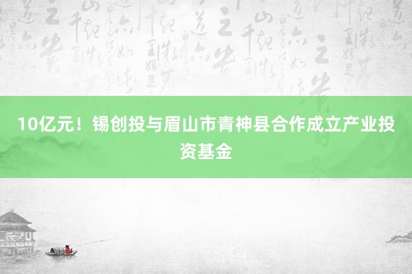 10亿元！锡创投与眉山市青神县合作成立产业投资基金