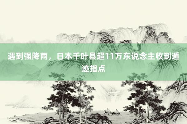 遇到强降雨，日本千叶县超11万东说念主收到遁迹指点